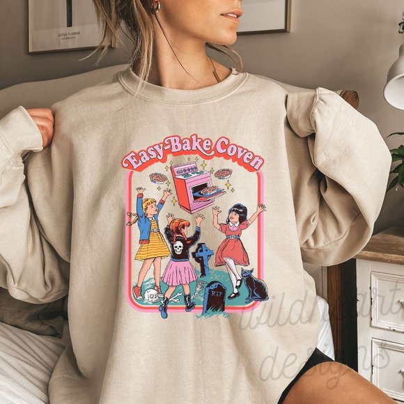 Tops - Easy Bake Coven Halloween Sweatshirt, Unisex Long Sleeve Halloween Sweatshirt